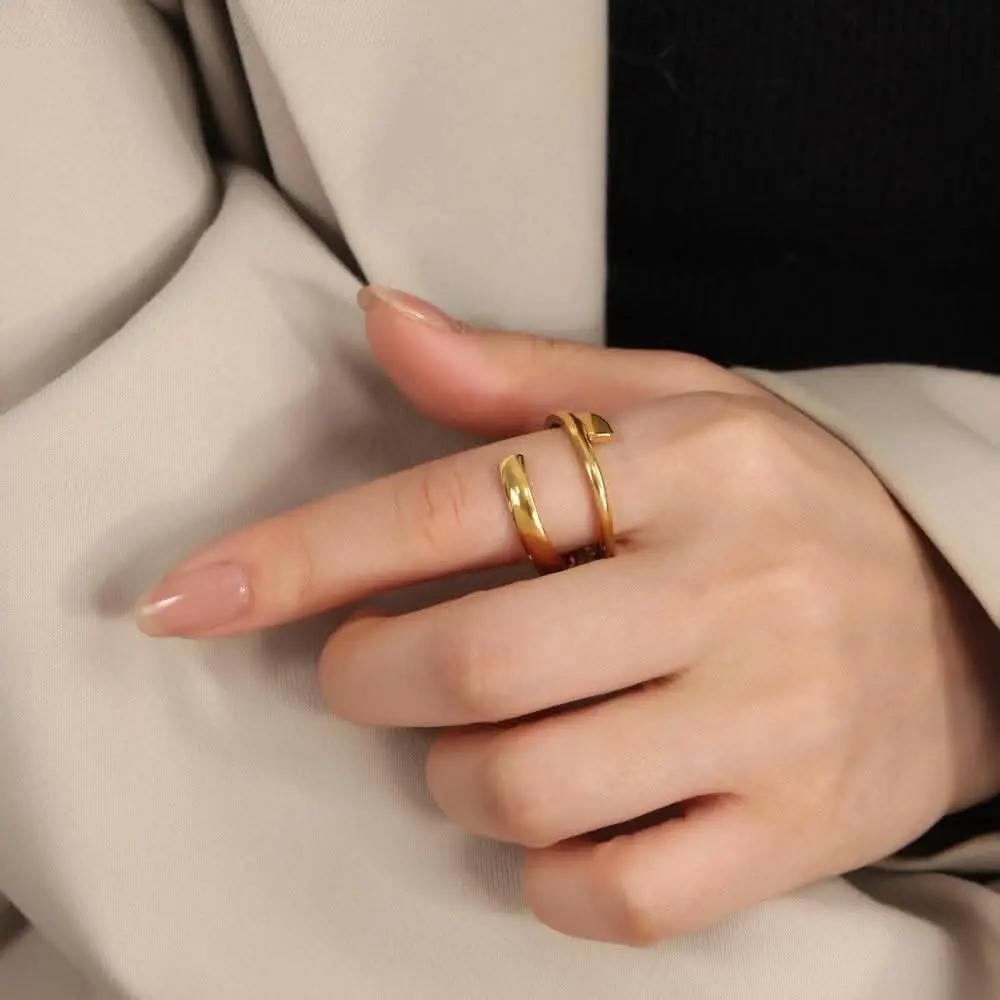 Gold-plated titanium steel ring - Love Salve